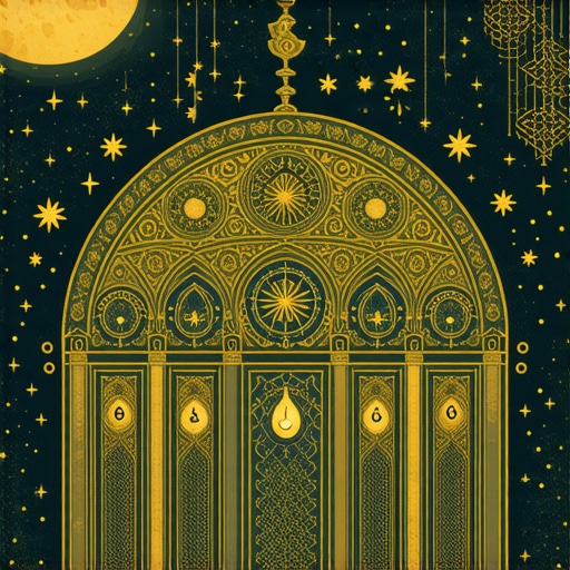 Islamic dream symbolism scene Illustration of Islamic dream symbols with numbers and spiritual motifs