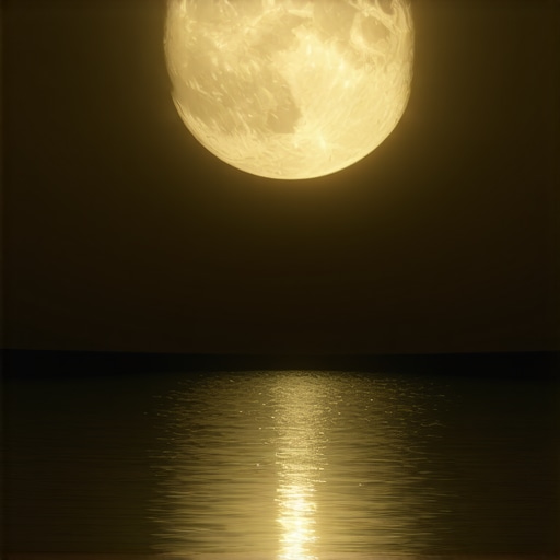 Luna llena en un cielo nocturno tranquilo Cielo nocturno con luna llena brillante y paisaje tranquilo