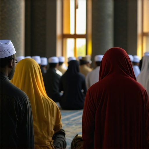 Reunión espiritual en un entorno musulmán Una reunión de personas en un entorno musulmán, simbolizando paz y unión espiritual.