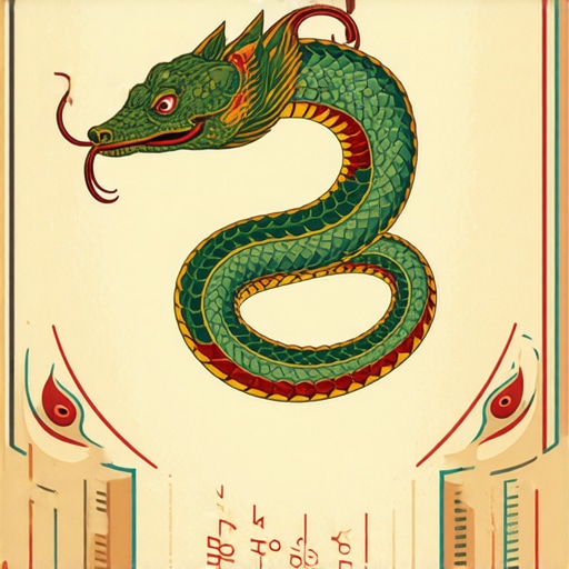 Simbolismo de la serpiente en sueños islámicos Ilustración de una serpiente colorida en un sueño con símbolos espirituales