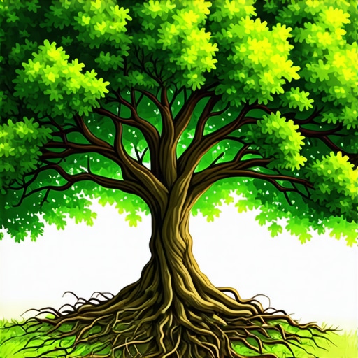 Un árbol frondoso y saludable en un sueño, representando la fortaleza espiritual y la protección divina.