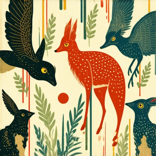 Artwork of mystical creatures representing spiritual messages in Islamic dreams