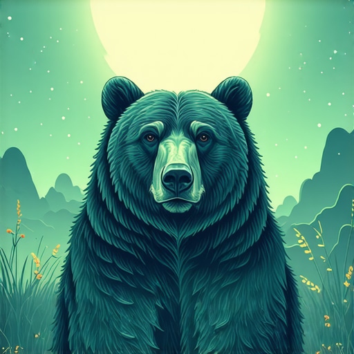Illustration of a bear representing spiritual strength in an Islamic dream context.