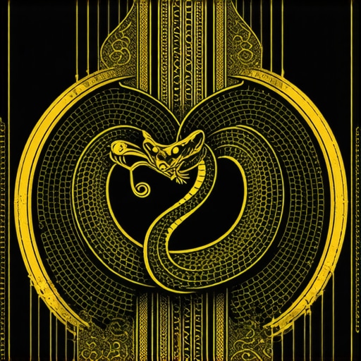 A spiritual depiction of a serpent symbolizing transformation and wisdom in Islamic dreams.