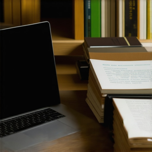 Herramientas digitales para interpretación de sueños en el Islam Un escritorio con laptop, notas y libros sobre sueños y espiritualidad islámica.