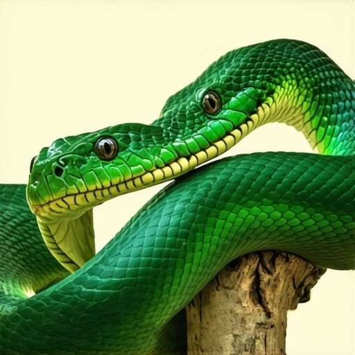 Interpretación de sueños con serpientes verdes en el Islam Ilustración de una serpiente verde en un contexto islámico, símbolo de sabiduría y advertencia