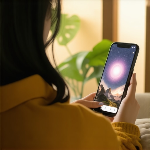 Persona con móvil analizando sueños islámicos en un entorno espiritual.