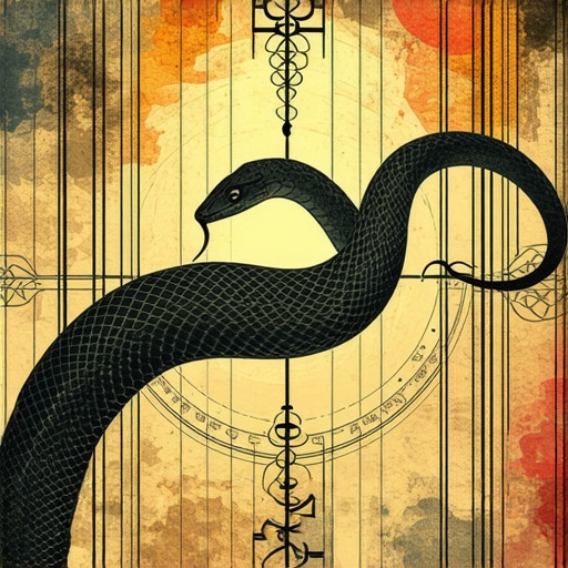 Interpretation of a snake dream in Islam A person reflecting on a spiritual dream with a snake symbol in a serene Islamic setting